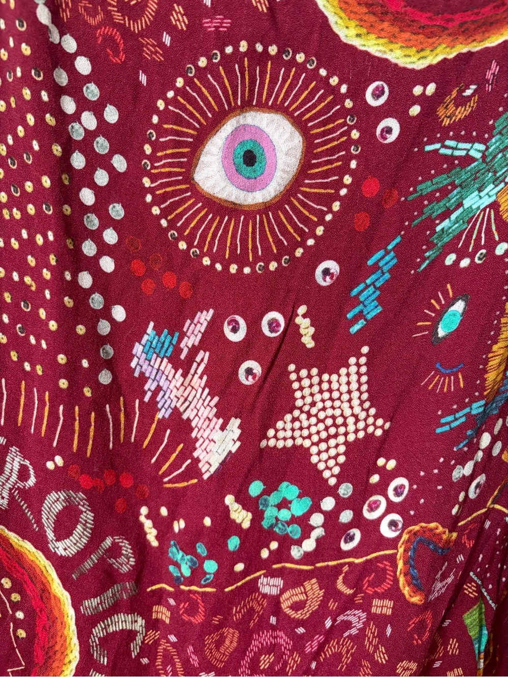 FARM Rio vintage Borogodo Burgundy Maxi Wrap Skirt